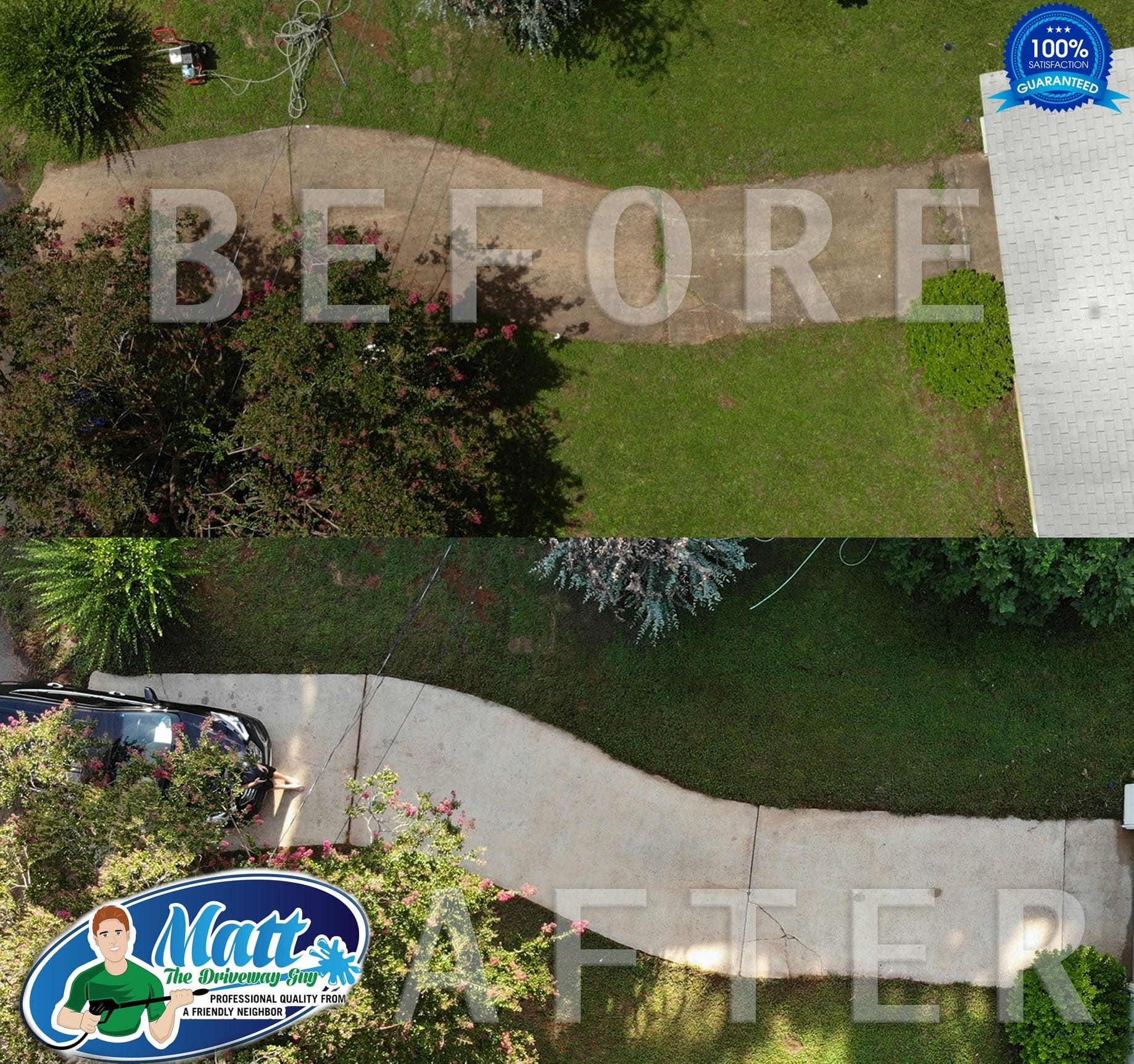 concrete pressure washing before and after